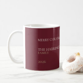 Taza De Café Elegant Burgundy Personalized Family Christmas Mug