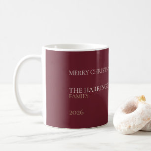 Taza De Café Elegant Burgundy Personalized Family Christmas Mug