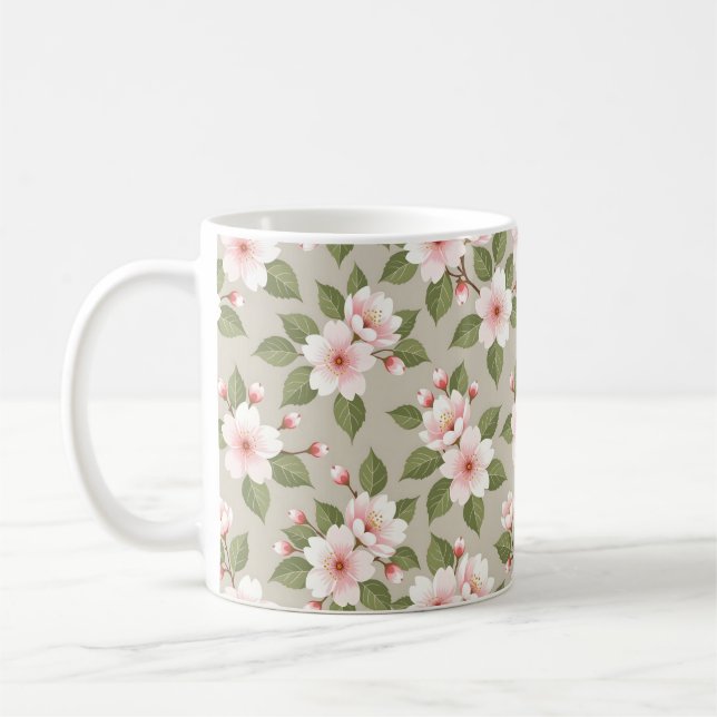 Taza De Café Elegant cherry blossoms seamless pattern (Izquierda)