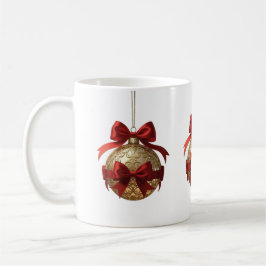 Taza De Café Elegant Christmas Ornament Beige and Red
