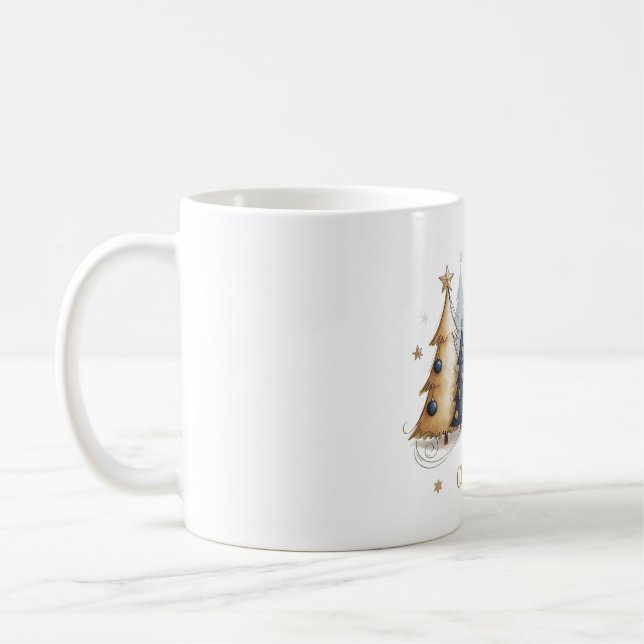 Taza De Café Elegant Christmas Trees – Holiday Season Design (Izquierda)