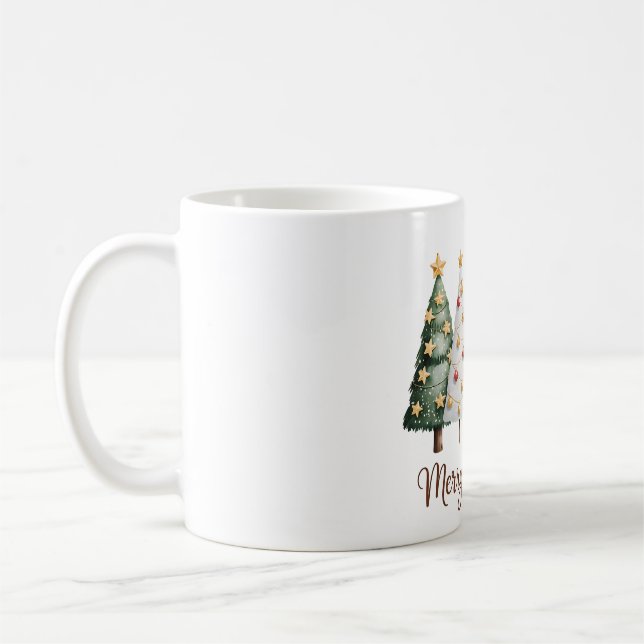 Taza De Café Elegant Christmas Trees – Holiday Season Design (Izquierda)