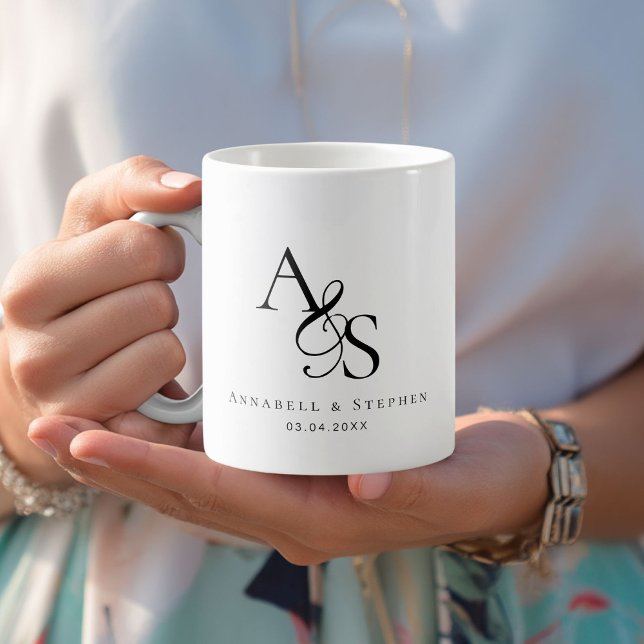 Taza De Café Elegant, Classic, Monogram, Wedding (Elegant, Classic, Monogram, Wedding Coffee Mug)