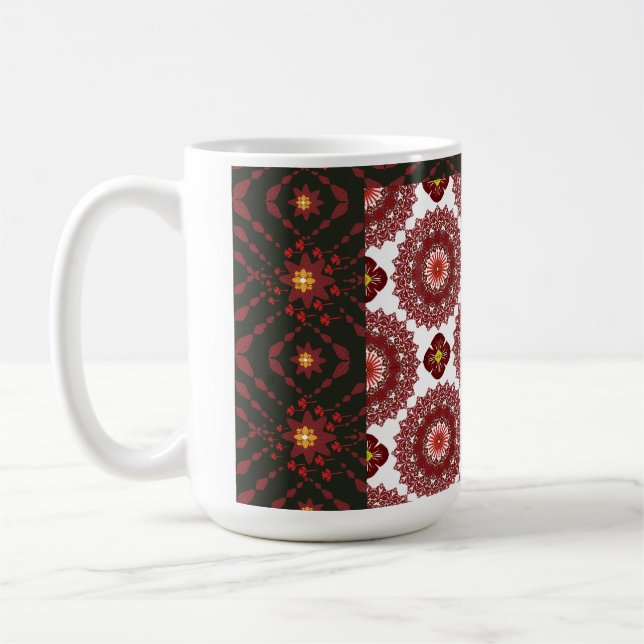 Taza De Café Elegant Dark Red Geometric Pattern Ceramic Mug – A (Izquierda)