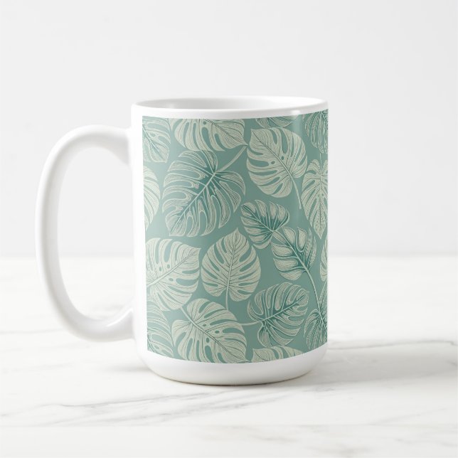 Taza De Café Elegant Exotic Painted Monsteras (Izquierda)