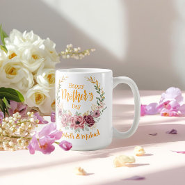 Taza De Café Elegant Floral Happy Mother’s Day Personalized Mug