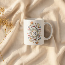 Taza De Café Elegant Floral Monogram