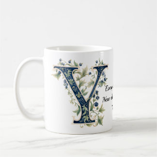 Taza De Café Elegant Floral Y Monogram Coffee Mug