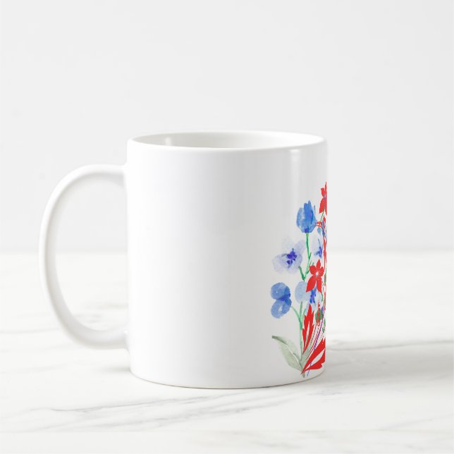 Taza De Café Elegant Flower and Leaves Artwork | Minimal  (Izquierda)