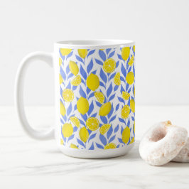 Taza De Café Elegant French Country Lemon Blue Botanical