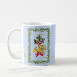 Taza De Café Elegant French Horn Christmas Light Blue