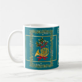 Taza De Café Elegant French Horn Christmas Teal