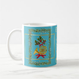 Taza De Café Elegant French Horn Christmas Turquoise