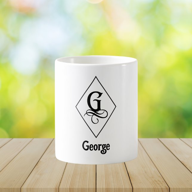 Taza De Café Elegant Geometric Initial Monogram G (Subido por el creador)