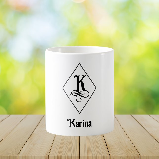 Taza De Café Elegant Geometric Initial Monogram K (Subido por el creador)