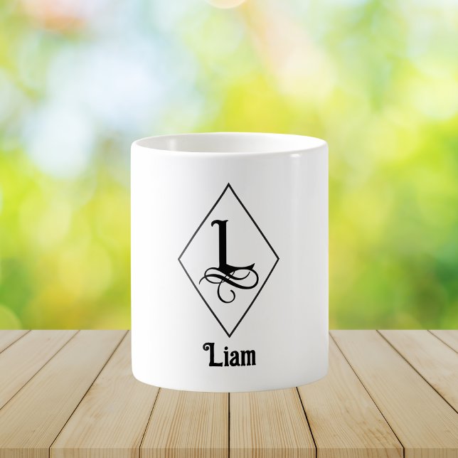 Taza De Café Elegant Geometric Initial Monogram L (Subido por el creador)