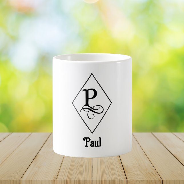 Taza De Café Elegant Geometric Initial Monogram P (Subido por el creador)