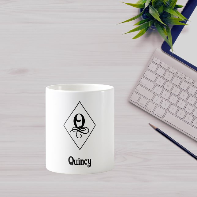 Taza De Café Elegant Geometric Initial Monogram Q (Subido por el creador)