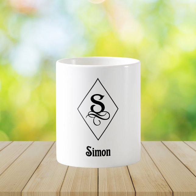 Taza De Café Elegant Geometric Initial Monogram S (Subido por el creador)