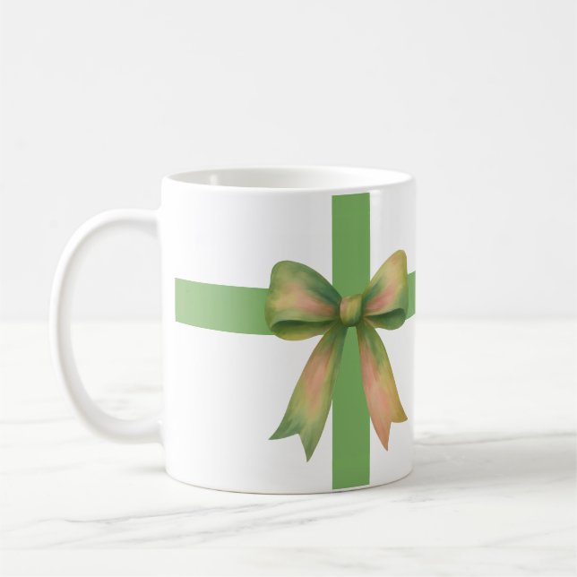 Taza De Café Elegant Gift Bow – Modern Christmas Design (Izquierda)