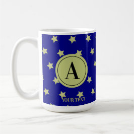 Taza De Café Elegant Gold & Black Star Pattern Monogram
