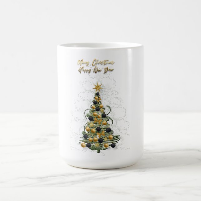 Taza De Café Elegant Gold Christmas tree ,coffee mug  (Centro)