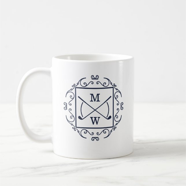 Taza De Café Elegant Golf Clubs Monogram (Izquierda)