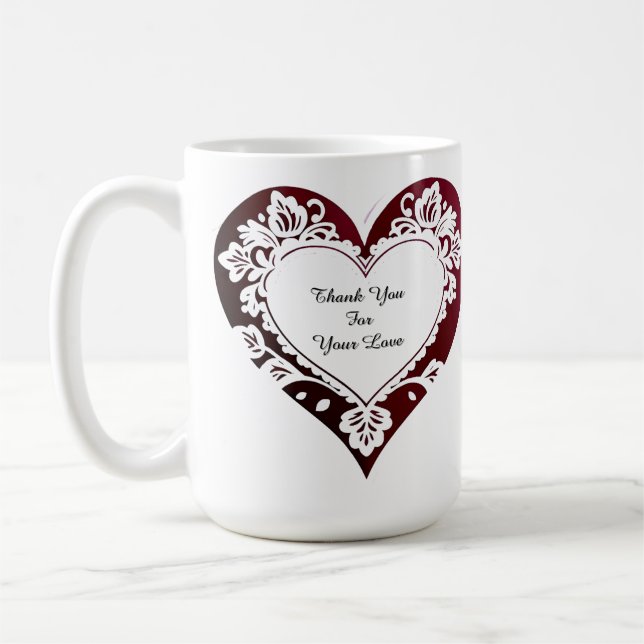 Taza De Café Elegant Heart Card With Red Roses (Izquierda)
