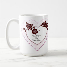 Taza De Café Elegant Heart Card With Red Roses