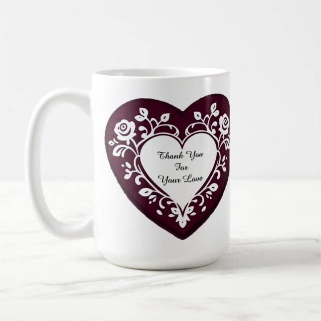 Taza De Café Elegant Heart Card With Red Roses (Izquierda)