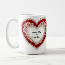 Taza De Café Elegant Heart Card With Red Roses
