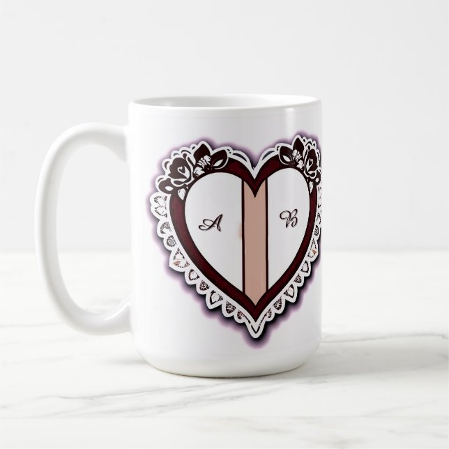 Taza De Café Elegant Heart Card With Red Roses (Izquierda)