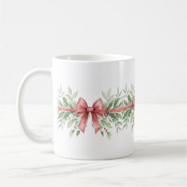 Taza De Café Elegant Holiday Bow with Holly Leaves Design