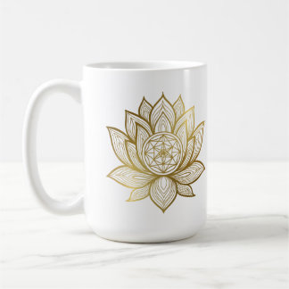 Taza De Café Elegant Lotus Mandala - Gold Line Art Spiritual