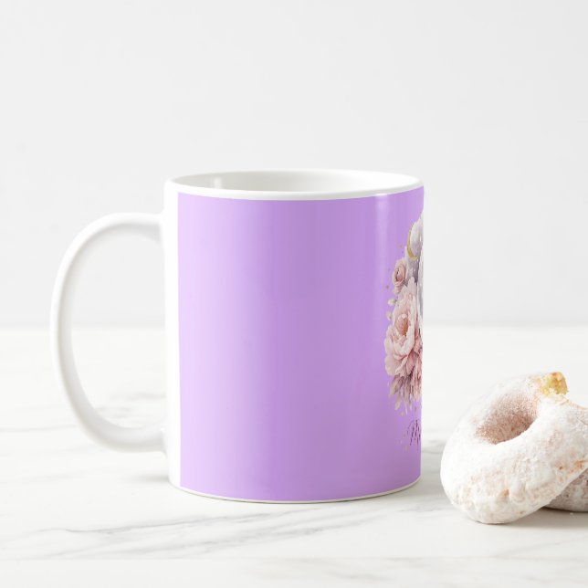 Taza De Café Elegant Mauve Floral Moon Mother’s Day Mug 11oz (Con donut)