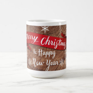 Taza De Café Elegant Merry Christmas Script White Snowflakes