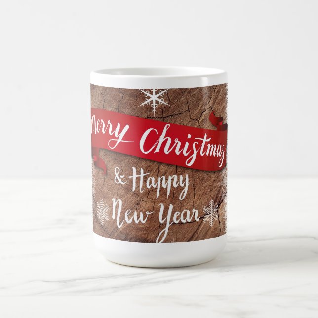 Taza De Café Elegant Merry Christmas Script White Snowflakes (Centro)