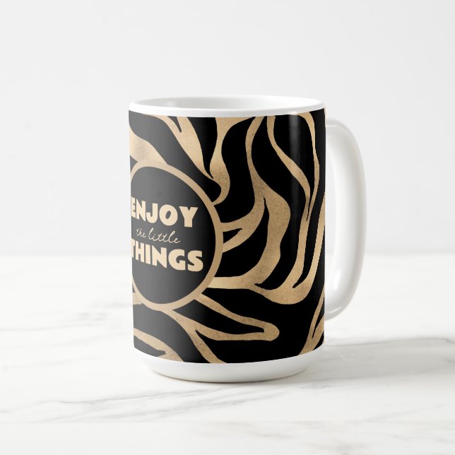 Taza De Café Elegant Metallic Gold Zebra Black Animal Print (Anverso derecho)