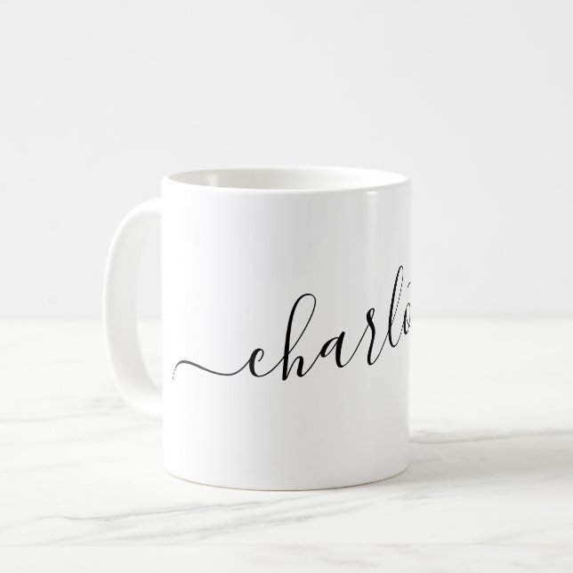 Taza De Café Elegant Minimalist Script Modern Name Personalized (Anverso izquierdo)