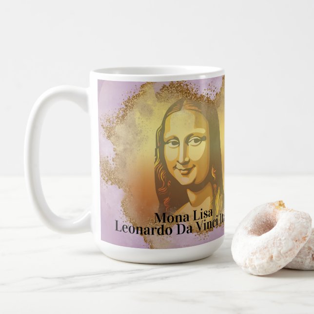 Taza De Café Elegant Mona Lisa Gioconda Leonardo Da Vinci (Con donut)