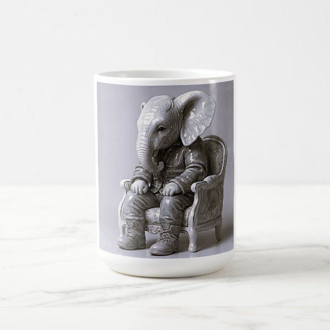 Taza De Café Elegant Monochrome Elephant Art (Centro)