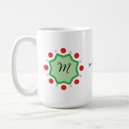 Taza De Café Elegant Monogram Letter M – Green Emblem with Red 