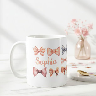 Taza De Café Elegant Mug with Romantic Bows - Personalized Gift