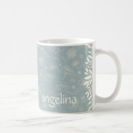 Taza De Café Elegant Name Floral Mug in Sage Green
