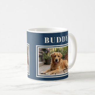 Taza De Café Elegant Navy Blue Dog Pet Photo 