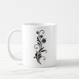 Taza De Café Elegant Ornamental Floral Flower Art