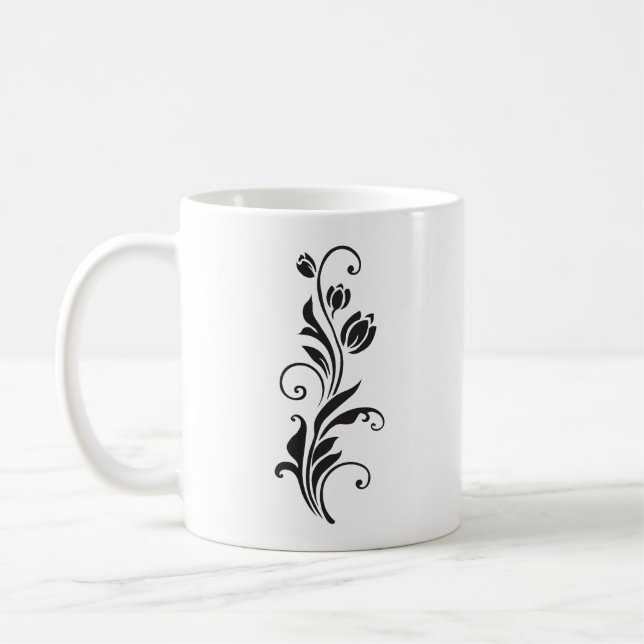 Taza De Café Elegant Ornamental Floral Flower Art (Izquierda)