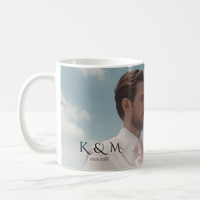 Taza De Café Elegant Pastel Vintage picture Wedding  (Izquierda)