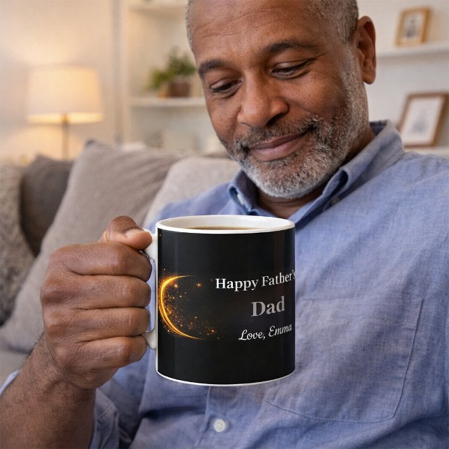 Taza De Café Elegant Personalized Black Gold Happy Father’s Day (Subido por el creador)