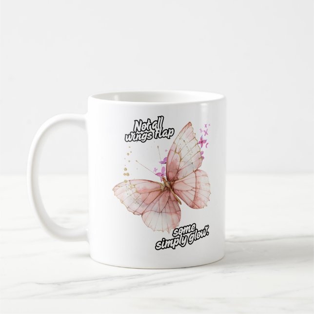 Taza De Café Elegant Pink Butterfly Glow Art (Izquierda)